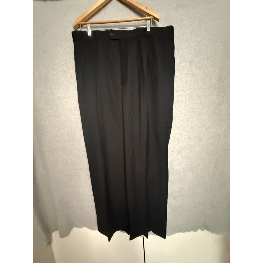 Stafford Dress‎ Pants Men's 42x32 Black Pleated Wool Blend Classic Fit Slack